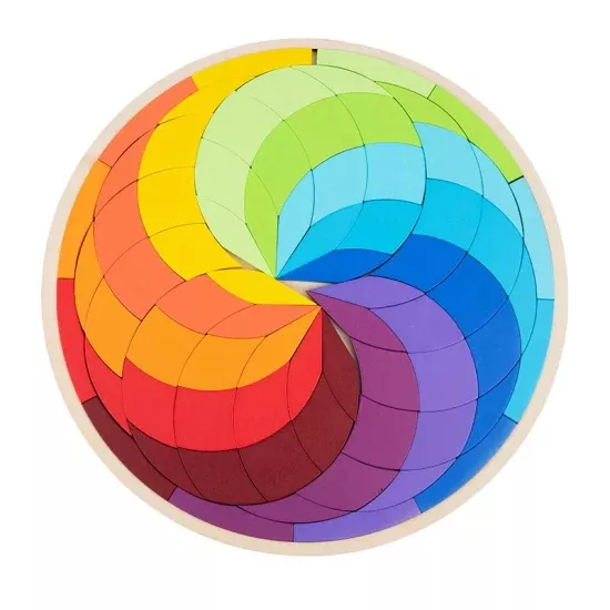 Wooden Puzzle Blocks Toys with New Rainbow Color for Child and Infants ...